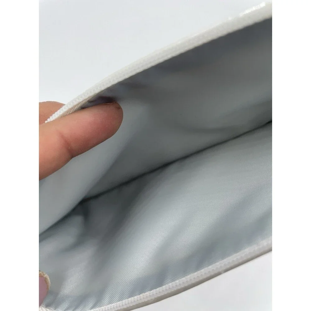 MAC Cosmetics White Faux Leather Makeup Pouch * 13 x 3.5